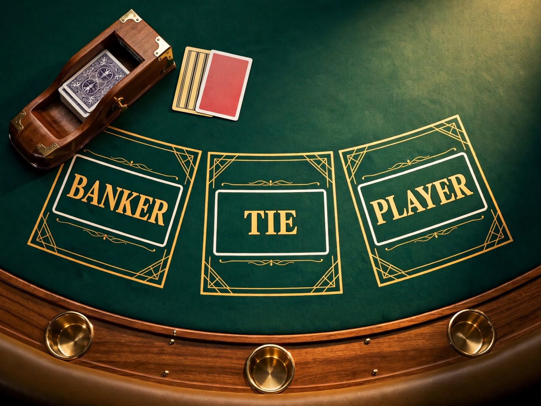 Baccarat table layout with numbered player positions and commission boxes